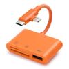 SD Card Reader for iPhone/iPad, Braided Nylon Cable with Dual Lightning and USB-C Connectors, SD/TF USB 3.0