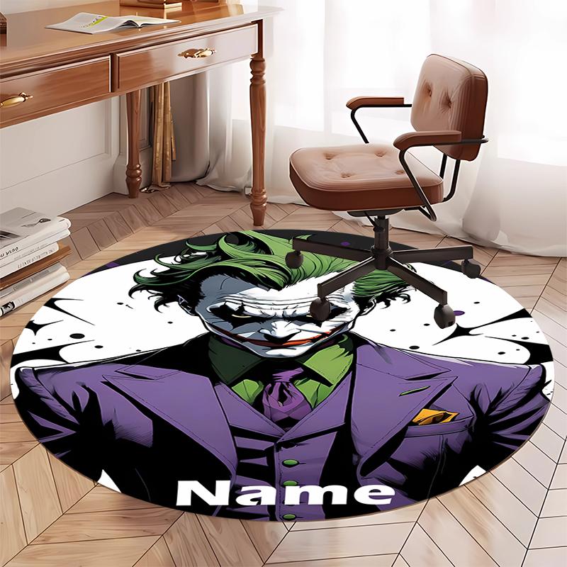 Custom Name Joker Printed Round Rug Carpet Chair Rug Area Rug Entryway Doormats,for Office Chair Living Room Bedroom Kitchen Room.