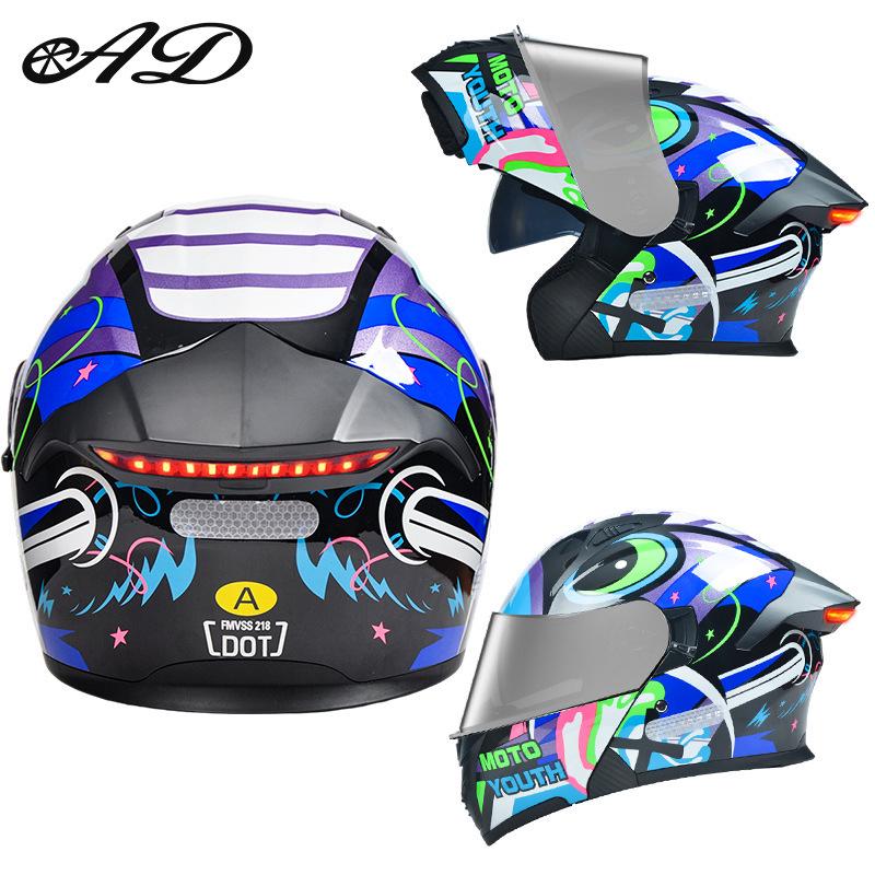 DOT Certified Unisex Flip-up Motorcycle Helmet: Stylish, All-Season Safety Taillight Design