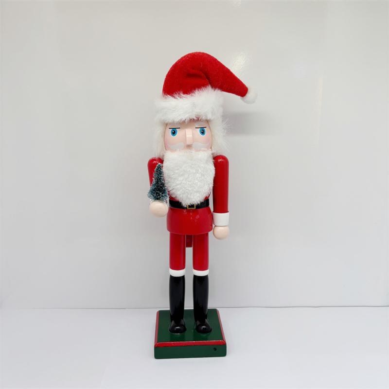 1 Pcs Wood Nutcracker Santa Figure Decoration 25Cm Christmas Santa Claus Nutcracker Holiday Ornaments