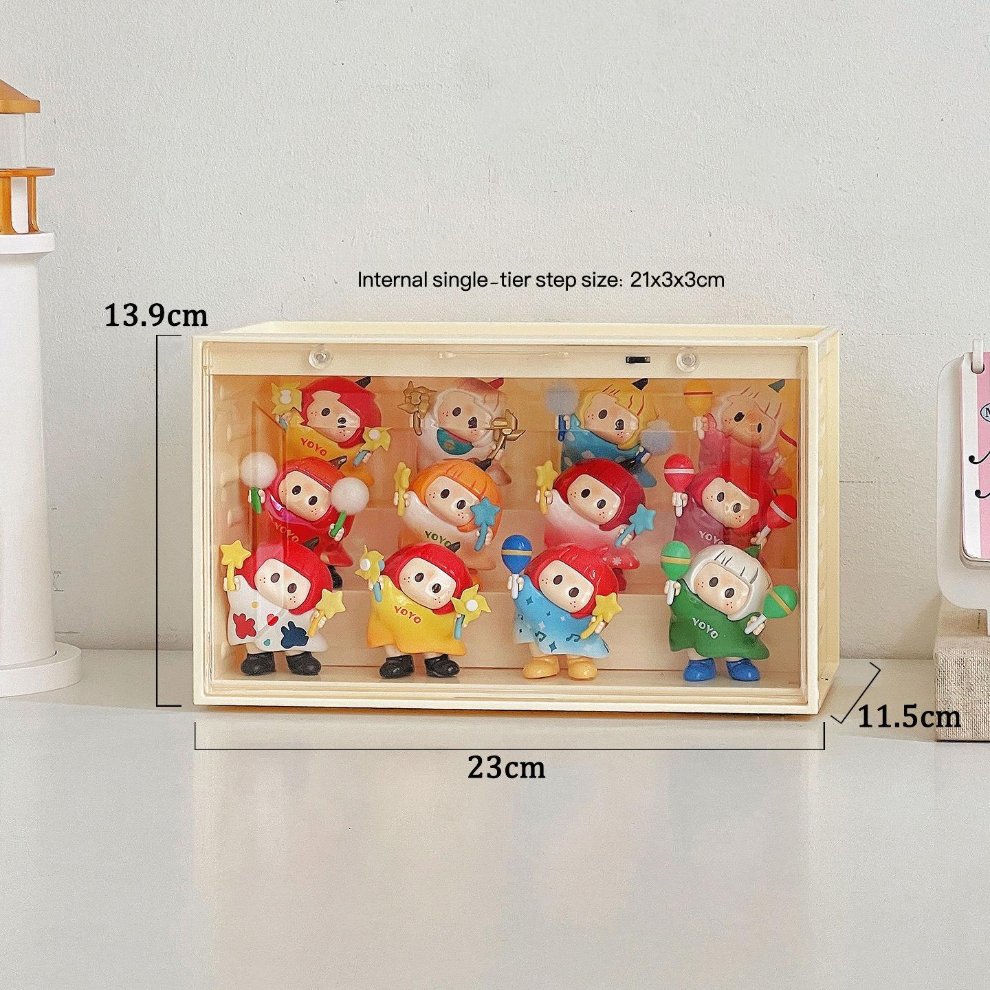 

1 PC Acrylic Display Case for Toys Dolls New Container Style Storage Box Dustproof Toy Figurine Organizer with Magnetic Door жёлтый