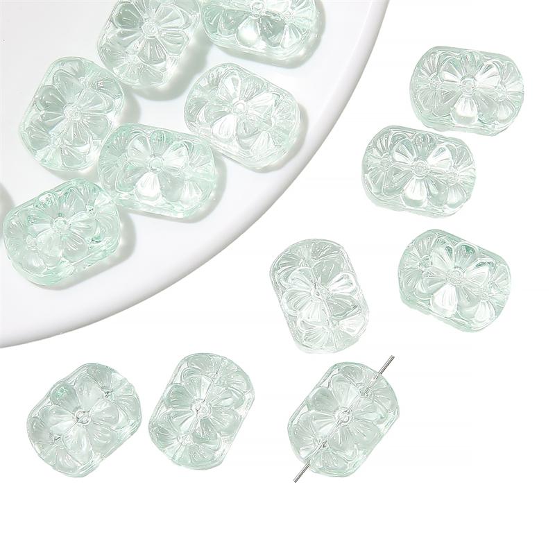 

10 шт. хрустальные стеклянные бусины с двойными прямыми отверстиями, цветочная открытка, свободные бусины-разделители для DIY, ожерелье, браслет, изготовление ювелирных изделий светло-зеленый