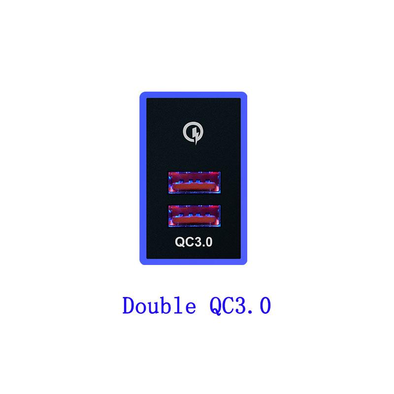 USB Charger Car Interface Socket Double connector Double QC3.0 Voltage display For Toyota Corolla Camry Universal