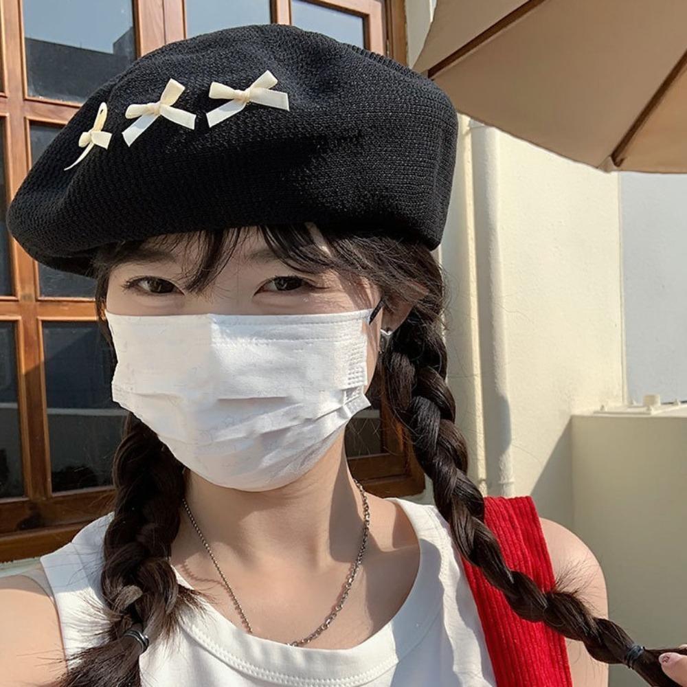 Cute Octagonal Hat Thin Newsboy Cap Personality Painter Hat  Four Seasons
