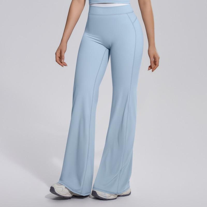 Womens Loose Wide-Leg Yoga Pants Color Block Seamless Flared Leggings Running Gym Workout