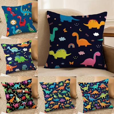Funda de Almohada con Estampado de Dinosaurios Lindos Acompañando a Niños Funda de Almohada Decoración para Sala de Estar Sofá Dormitorio