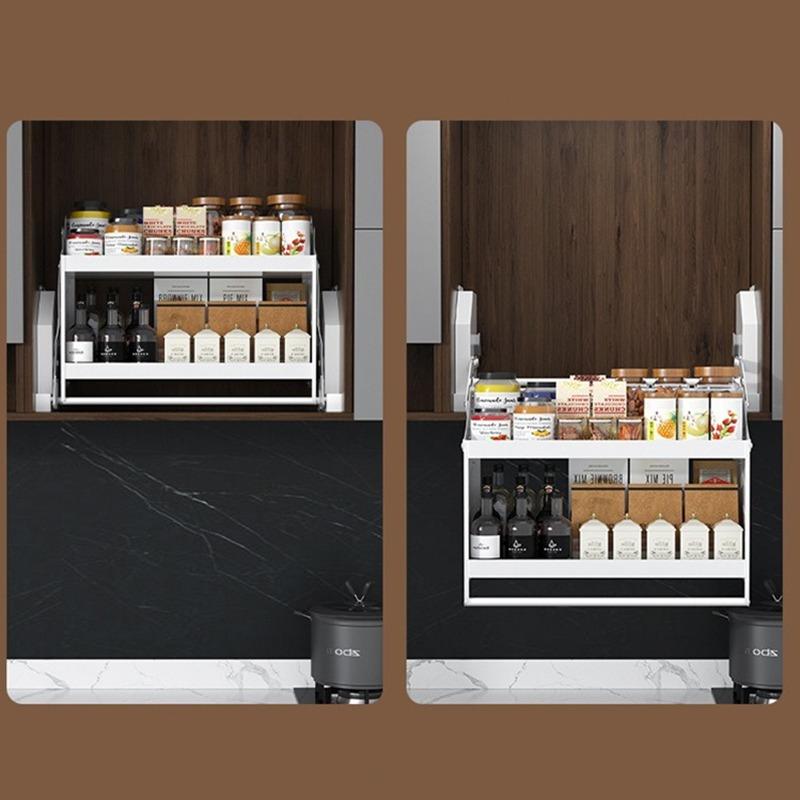 Kitchen Lifting Basket Kitchens Sliding Storage Cabinet Spice Hanging Cabinets Multifunction Steel Organizer Shelves Furniture
