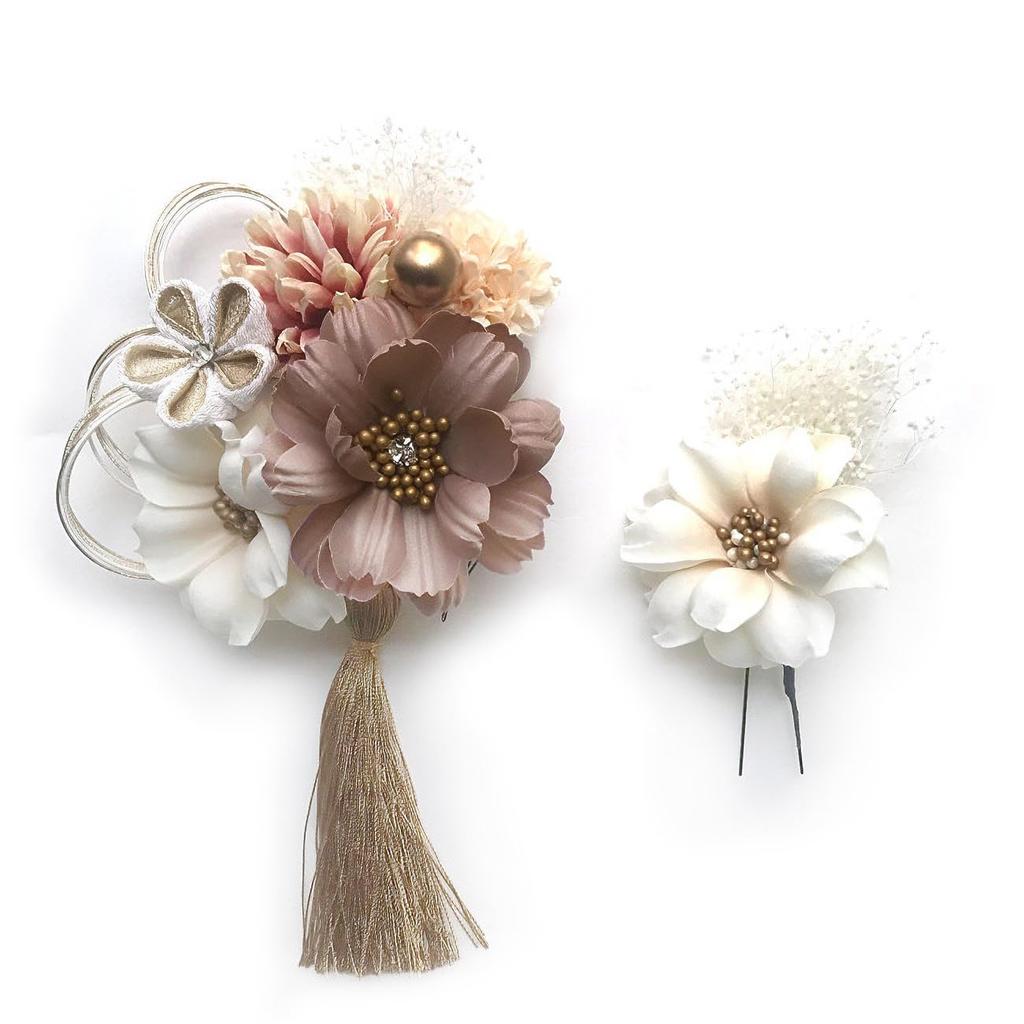 Ozdoba do włosów w kształcie główki, najnowszy zachodni japoński styl furisode, ceremonia dojrzewania, 24w111, zestaw 2-częściowy, praca, ceremonia dojrzewania,