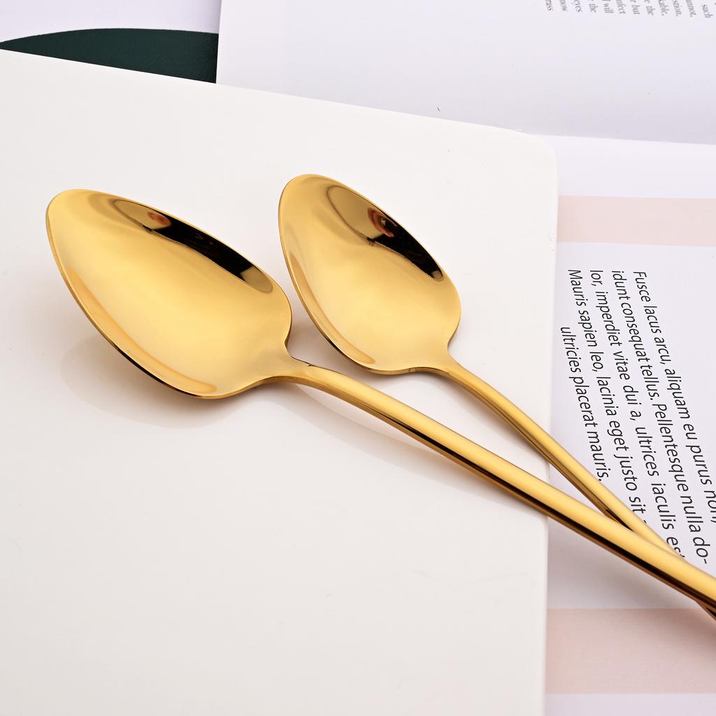 6Pcs Colorful Spoon Cutlery Set Mirror Stainless Steel Dinnerware Set Dinner Spoon Soup Ladle Tableware Western Kitchen Flatware