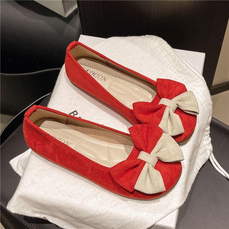 

Size 35-43, large size women s shoes wide fat feet bow shallow mouth single shoes women s 2025 summer new with skirt Doudou shoes 40 красный