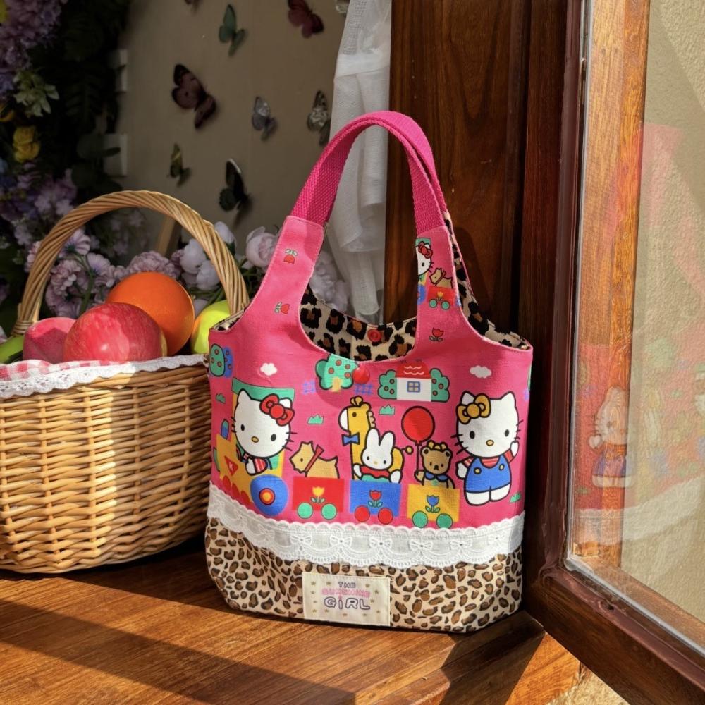 Hello Kitty women s Handle Bag New Cartoon Canvas Tote Bag Simple Kawaii handbag shopping bag Kawaii handbag Women s Tote pouch