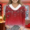 Christmas Day Girls Long Sleeve T Shirts Kids  Girls' V-Neck Tee Christmas Print Long Sleeve Top