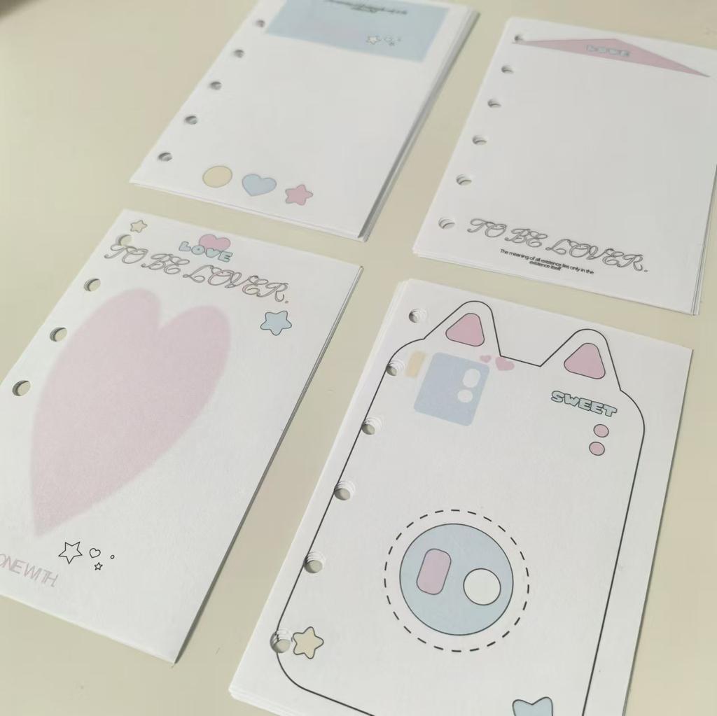 A7 6Holes Loose Leaf Notebook Refill Spiral Binder Color Design Inner Page Inside Paper Stationery