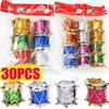 6/30pcs Mini Drum Christmas Tree Pendants Small Colorful Glitter Hanging Ornaments Wedding Party Noel Gifts Home Decor Navidad