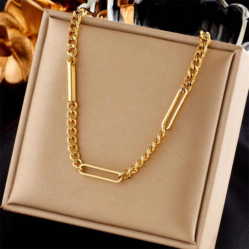 Gold Plated Mixed Link Chain Necklace Fashion Jewelry for Women