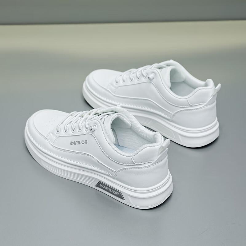 Warrior Casual Sneakers for Men, Versatile Sports Shoes, Breathable Leather Shoes, White Sneakers WXP(WZ)-2428 White-Gray 44