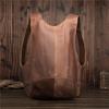 Men's Retro Dark Brown Crazy Horse Leather Backpack - College Style for Students