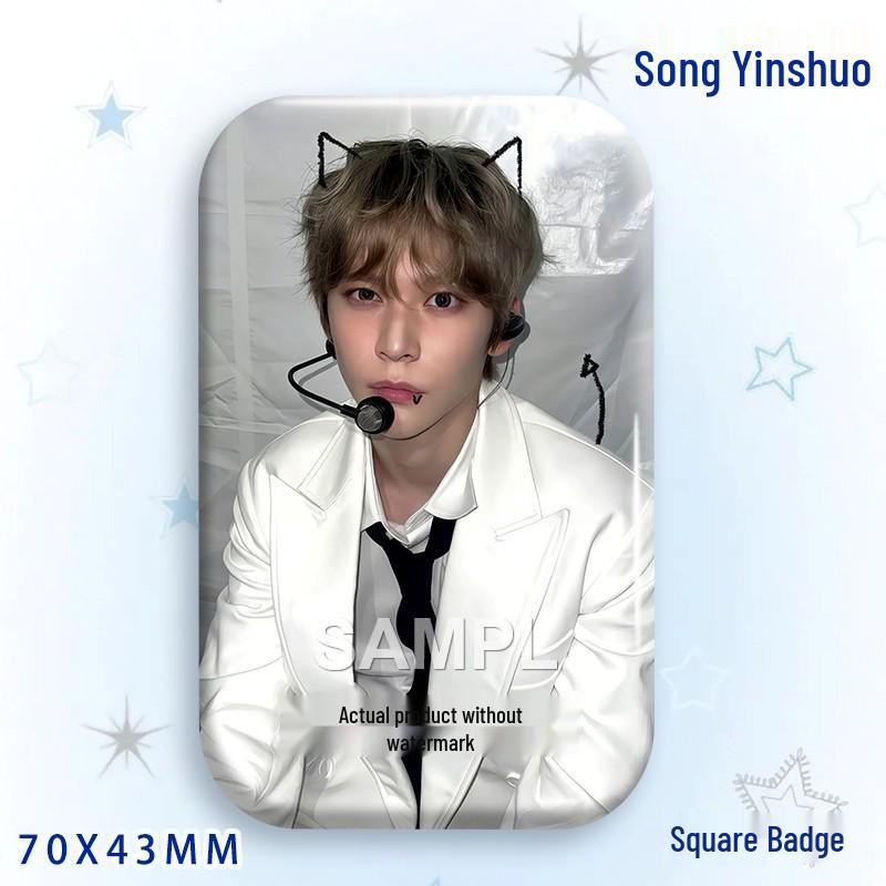Stone Song Bajiji Laser Square Badge: Star Idol Brooch Pendant
