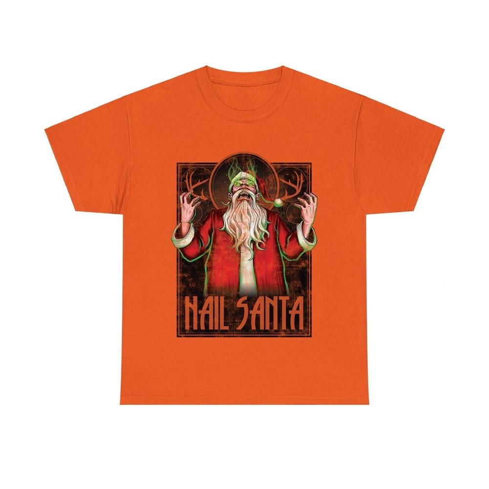 Hail Funny Scary Santa Halloween Tshirt Bat Horror Trick Treat Unisex Tee Top