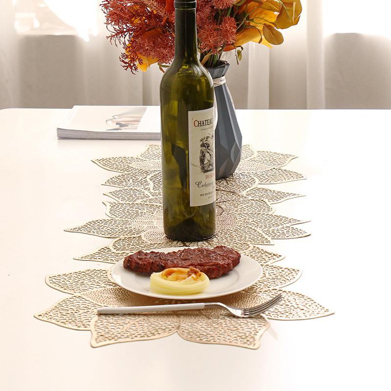 PVC Table Flag Long Style Solid Color Bronzing Table Runner Burlap Creative Irregular Flowers Nordic Light Luxury Decoration