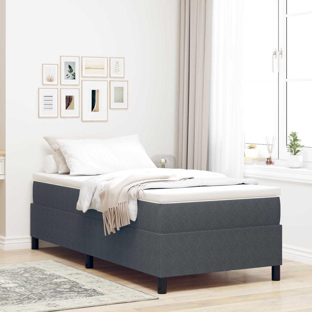 Platform Bed Frame Dark Gray 80 x 200 cm Cord Fabric