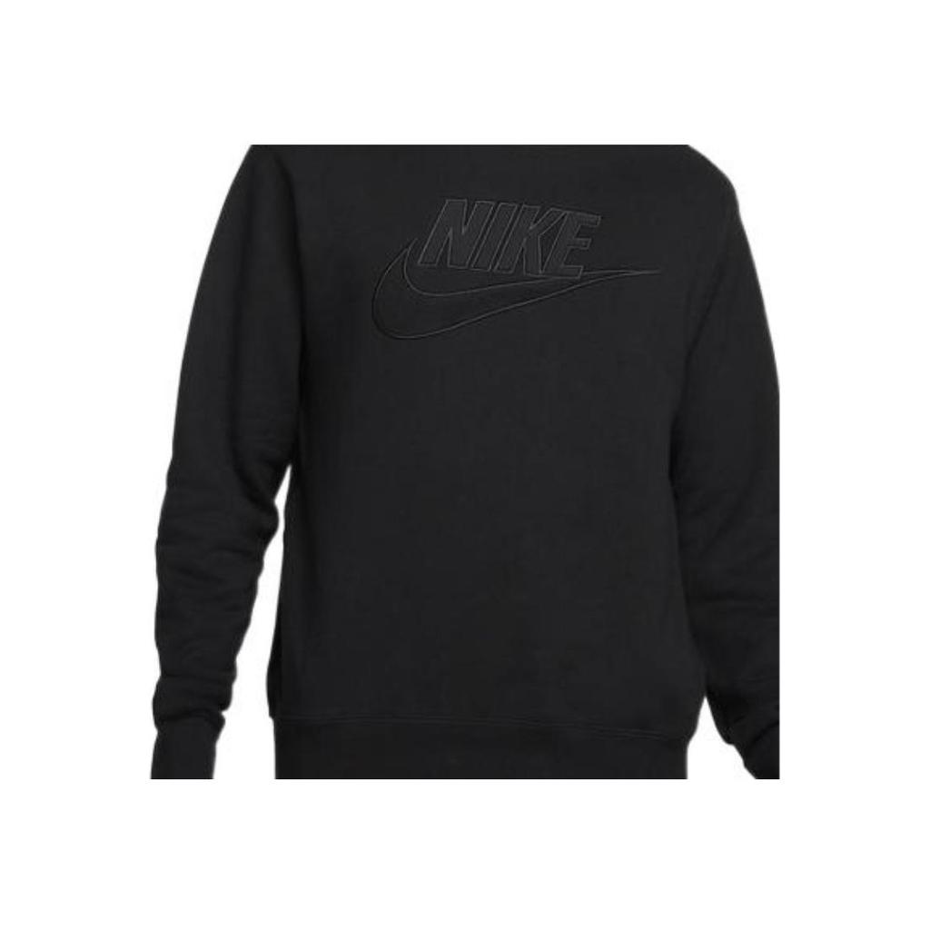 Nike FW22 Logo Print Patchwork Fleece Crewneck Sweatshirt Men Tops Black DQ4584-010