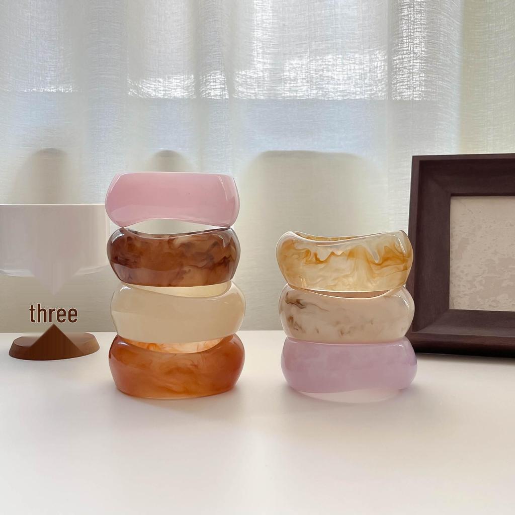 Ombre Resin Bangle: Wide Irregular Design, Vintage Minimalist Style
