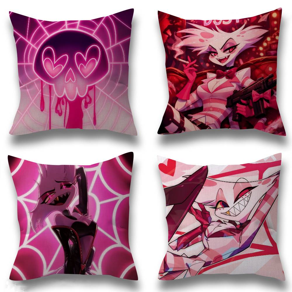 Anime Hhazbin Hhotel Angel Pillow Covers Cartoon Sofa Decorative Home Doublesided Printing Short Plush Cute Cushion Cover