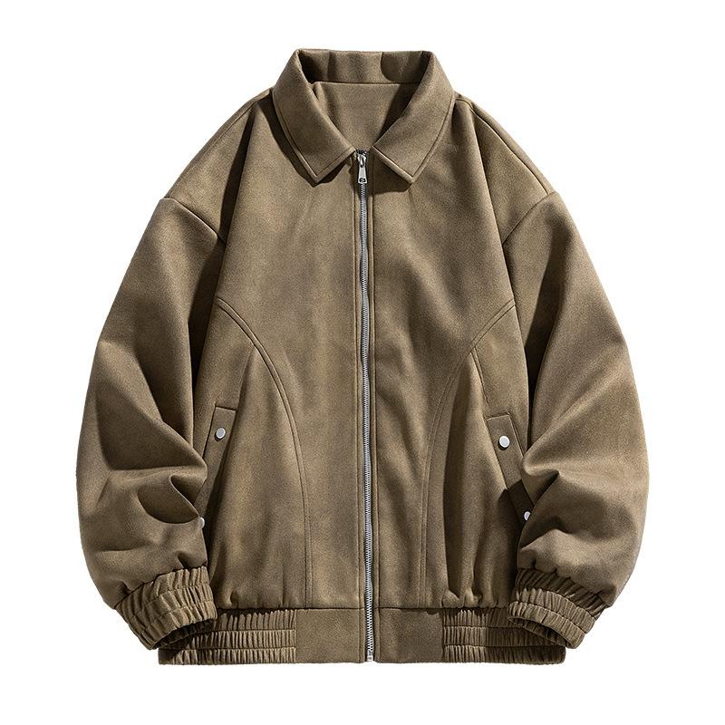 American Retro Purple Lapel Leather Jacket Men's Maillard High-end Suede Couple's Jacket