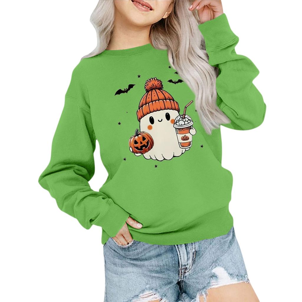 Children's Fashion Loose-fitting Casual Halloween Long-sleeved Printed Round Neck Sweatshirt