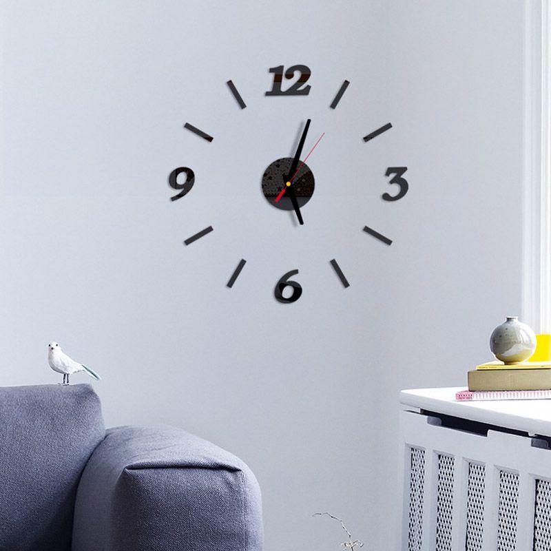 3d Analog Diy Mirror Surface Large Number Wall Clock Sticker Home Decor Office
