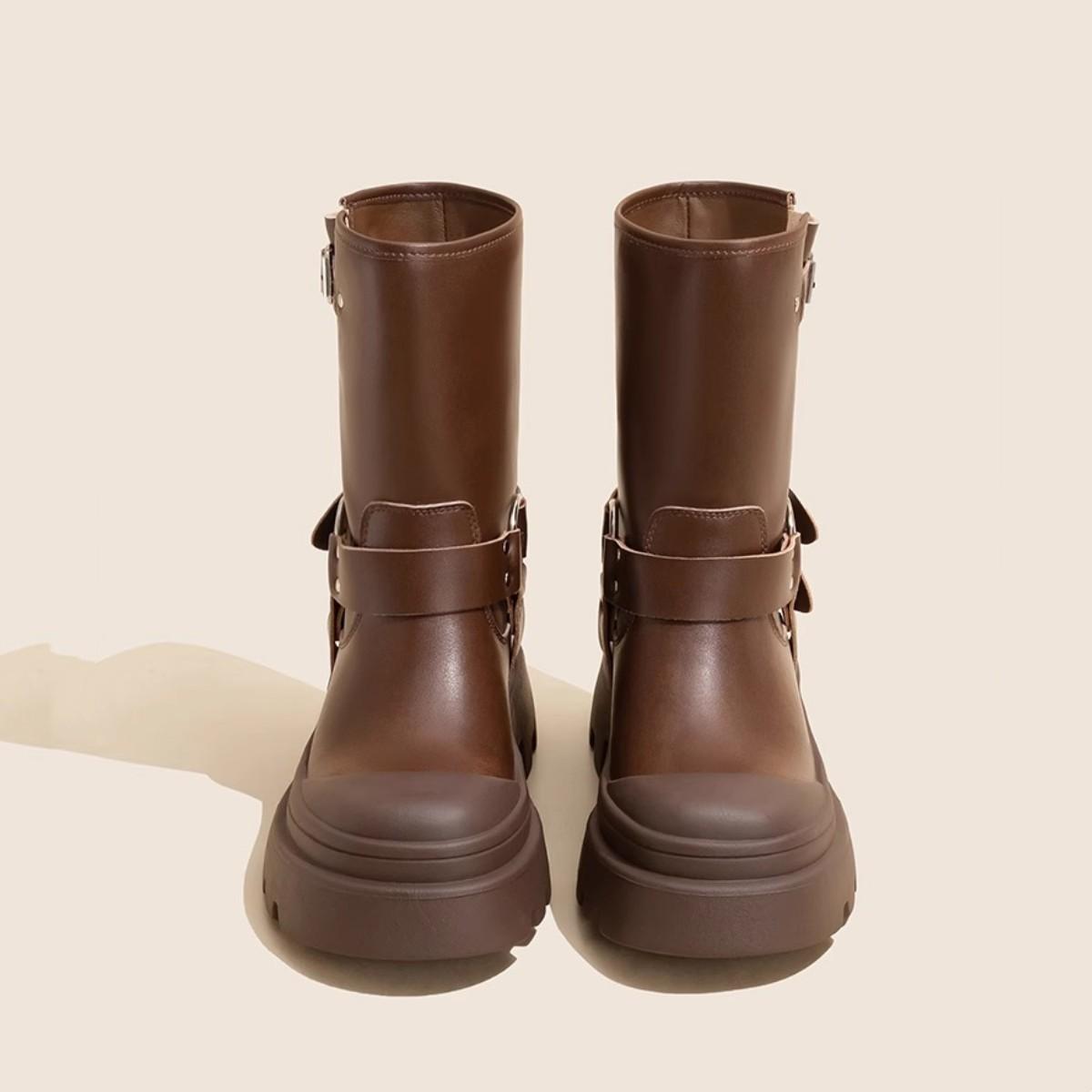 Осенние сапоги женские коричневые — фото 4