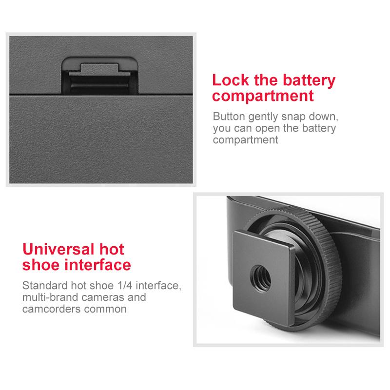 6500K LED Video Light Camera Pocket Lights Fill Lamp with 3 Cold Shoe Portable Photography Lighting for DJI Sony DSLR Canon Cameras