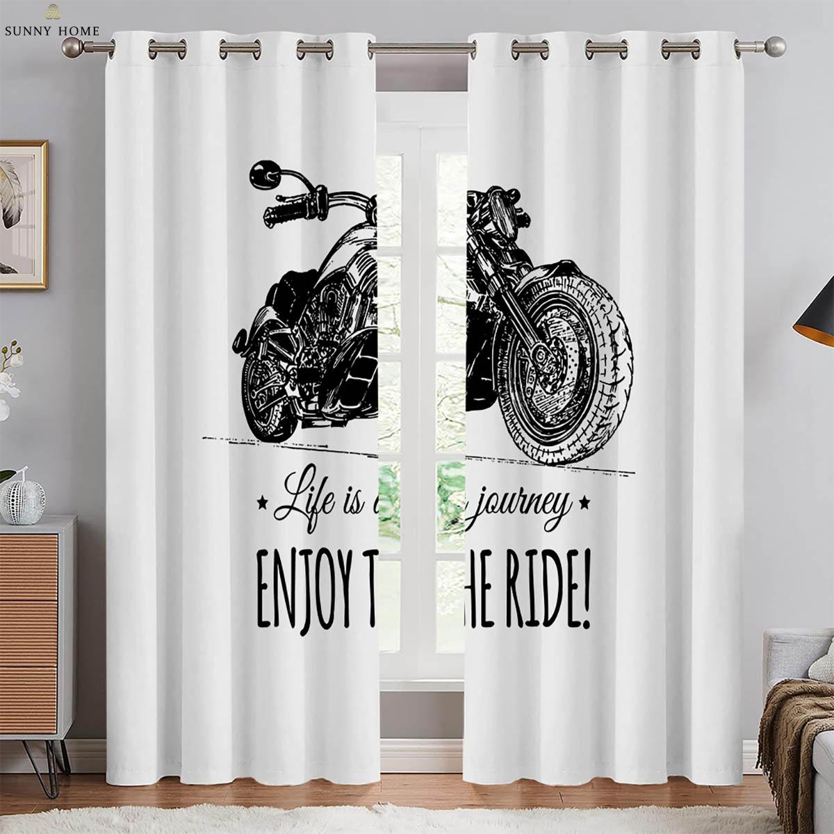 Coole Motorrad 3D-gedruckte Vorhänge 100% Polyester Schlafzimmer Wohnzimmer Küche Club Fensterdekoration Vorhänge 2 Stück W50xH140(CM)x2PCS&Grommet Top