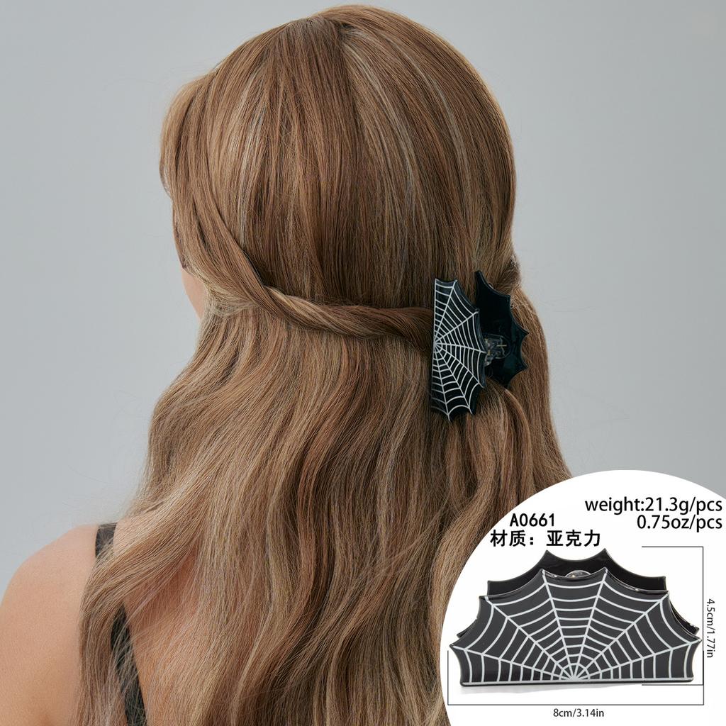 Funny Halloween Pumpkin Butterfly Grab Clip, Ghost Acrylic Spider Web Disc Hair Hairpin Head Jewelry