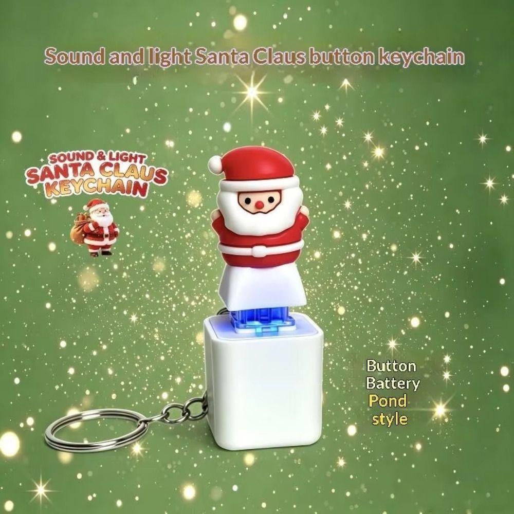 Light Up Christmas Key Ring Keyboard Clicker Button Sound Pendant Voice Keychain Party Small Gift