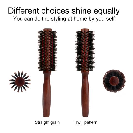 Trehåndtak Børster Rundbørste Bærbar Antistatisk Tynt Tykt Langt Rett Krøllete Hårbørste Kvinner Jenter Hårstyling Flokebørste