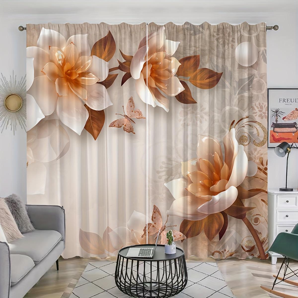 

2 шт. масляная живопись цветочный узор шторы декоративный карниз для оконных занавесок для спальни гостиной cortinas Small(W50H50cm)-2&Grommet Top