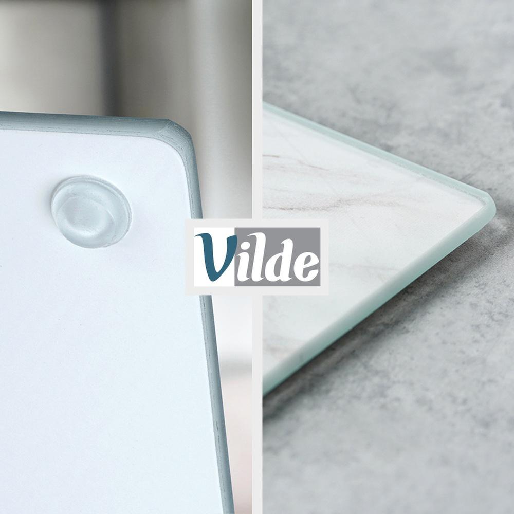 Glass Kitchen Cutting Board, Anti-Slip, White Marble, 30x40 cm
