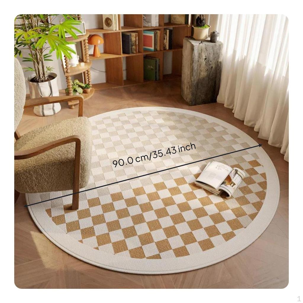 Round Area Rug, Cleanable Soft Carpet, Living Room Bedroom, Vintage Design LB60C1 60cm