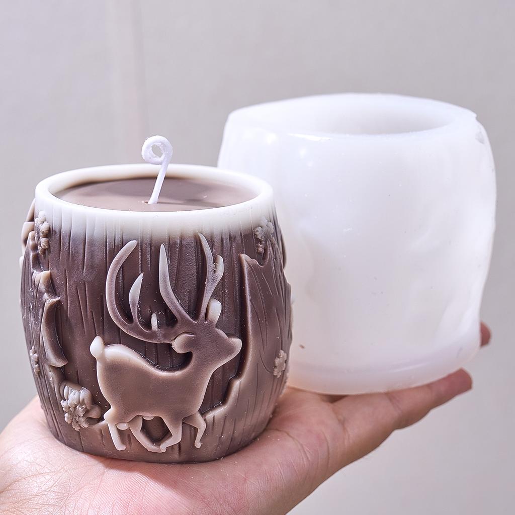 Weihnachtsbaum Elch Silikon Kerzenform DIY Handgemacht Zylindrisch Aromatherapie Seife Gips Harzformen Heim Weihnachtsdeko Handwerk Geschenke