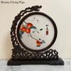 1pc, Su Embroidery Ornaments, Chinese Embroidery Crafts, Double Sided Embroidered Ornament, Solid Wood Desktop Decoration