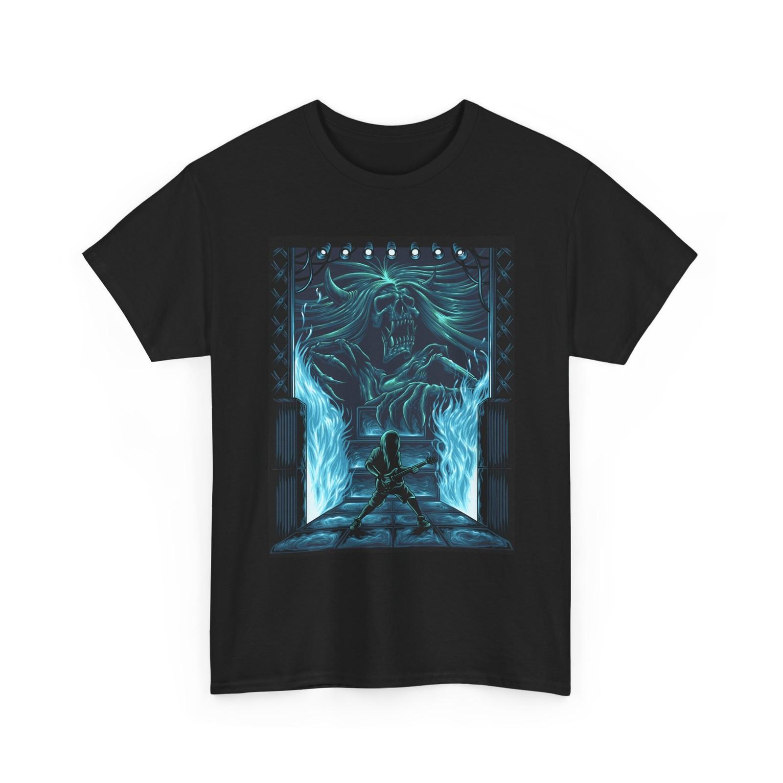 Skeleton Fire Demon T-Shirt | Fantasy Battle, Neon Blue, Cool T-Shirt, Fun Gift S разноцветный