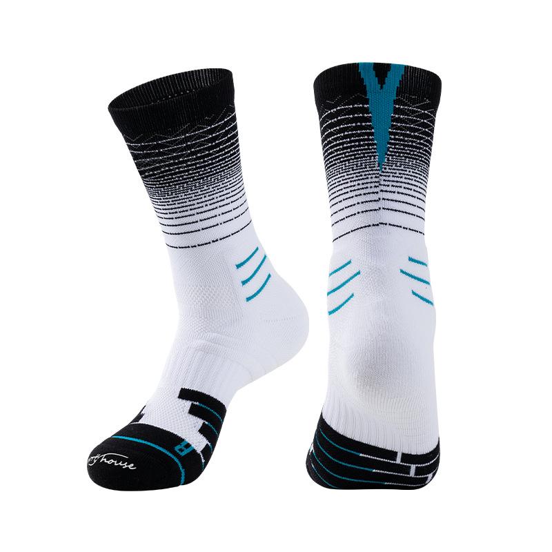 Męskie Elitarne Skarpety Koszykarskie High-Top z Grubą Amortyzacją - Skarpety Sportowe do Połowy Łydki