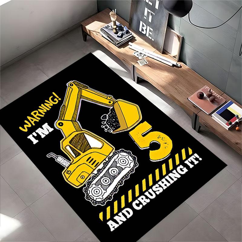 Excavator Warning 5th Birthday suitable as a non-slip mat for the living room or bedroom sofa