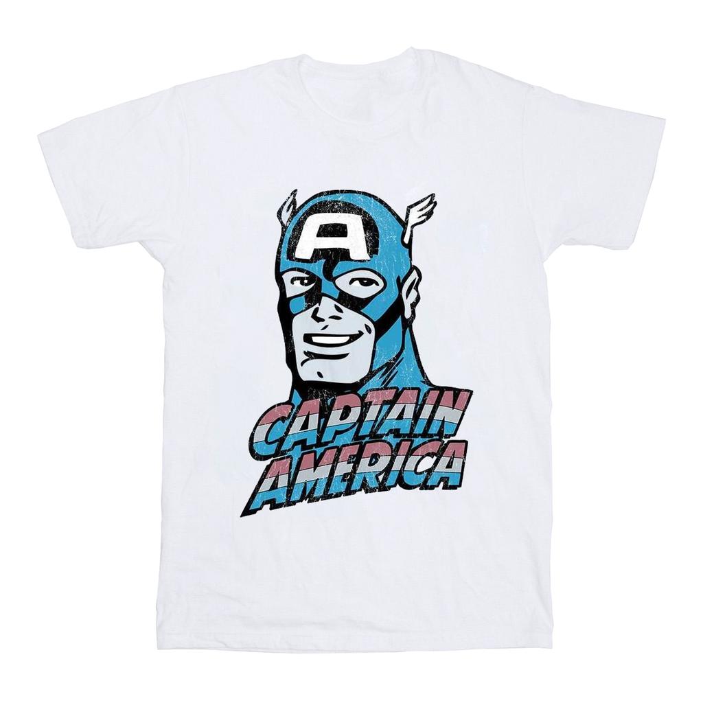 Marvel Mens Captain America Distressed T-Shirt