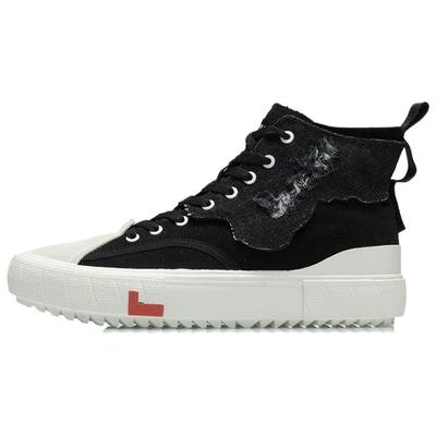Li Ning CF Casual Comfortable Wear-Resistant Lightweight High-Top Skate Shoes Men Sneakers Black White AGCR319-2