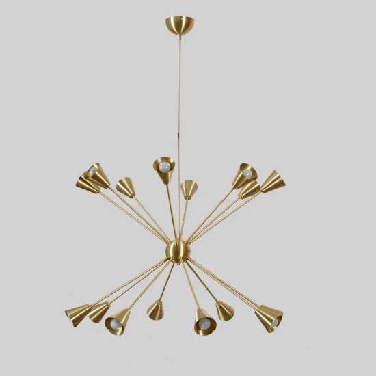 Sixteen‑Arm Sputnik Starburst Chandelier Pendant Lamp – Mid‑Century Modern Ceiling Light Fixture