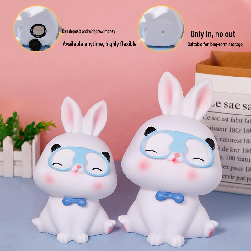 2024 Large Capacity Cute Rabbit Piggy Bank - Durable Vinyl Cartoon Savings Bank with Easy Access