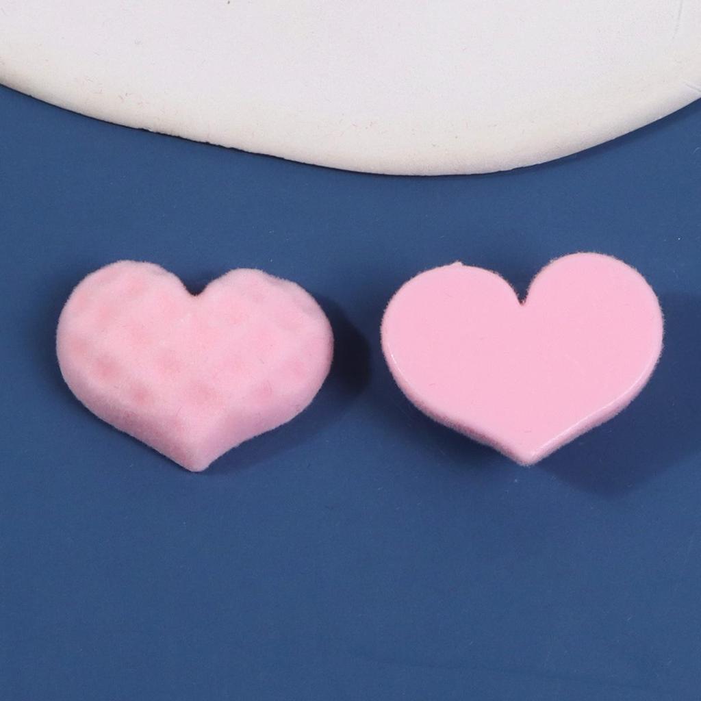 19mm Cream Flocked Heart Stickers for DIY Jewelry, Earrings & Phone Cases